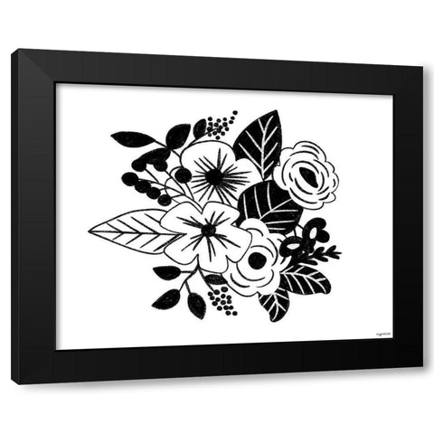 BW Flowers VI Black Modern Wood Framed Art Print with Double Matting by Brown, Kyra