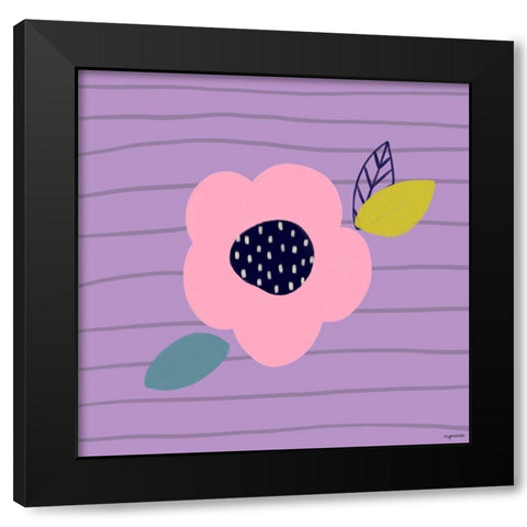 Pink Flower Black Modern Wood Framed Art Print by Brown, Kyra