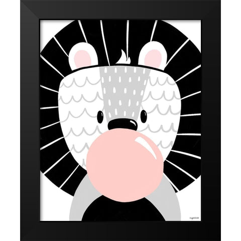 Black Lion Black Modern Wood Framed Art Print by Brown, Kyra