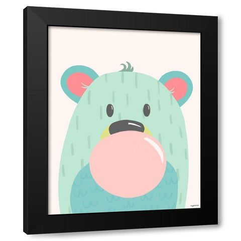 Kid Bear Black Modern Wood Framed Art Print with Double Matting by Brown, Kyra