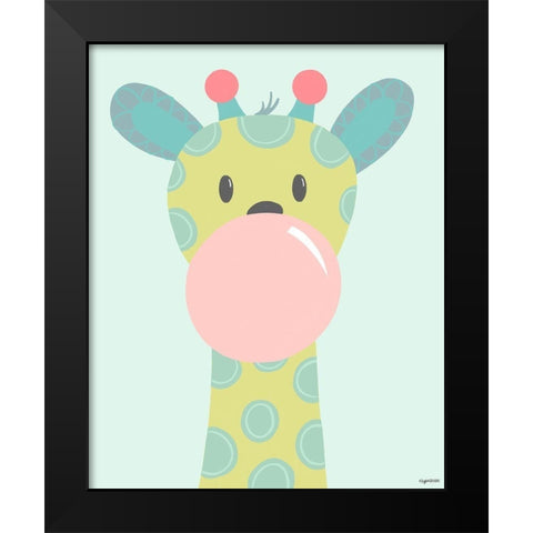 Kid Giraffe Black Modern Wood Framed Art Print by Brown, Kyra