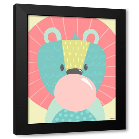 Kid Lion Black Modern Wood Framed Art Print with Double Matting by Brown, Kyra