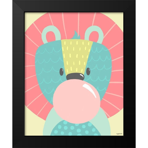 Kid Lion Black Modern Wood Framed Art Print by Brown, Kyra