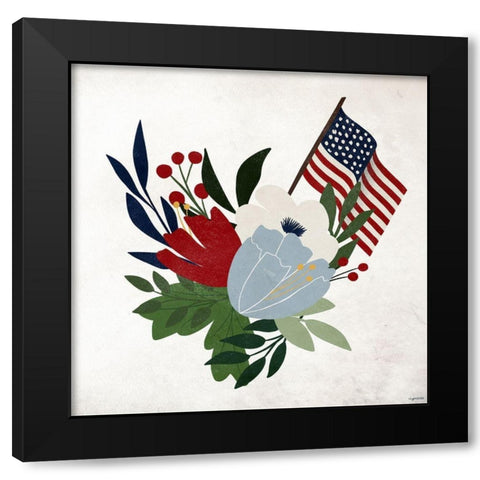 American Floral III Black Modern Wood Framed Art Print with Double Matting by Brown, Kyra