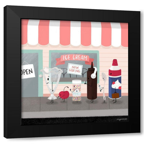 Sundae People Black Modern Wood Framed Art Print with Double Matting by Brown, Kyra