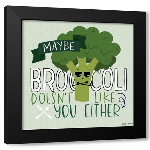 Broccoli Black Modern Wood Framed Art Print with Double Matting by Brown, Kyra