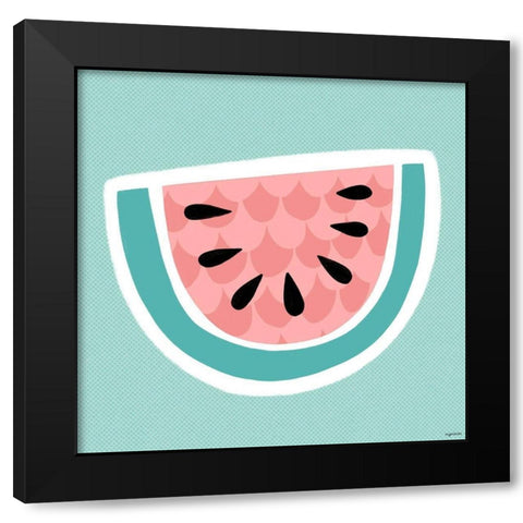 Watermelon Black Modern Wood Framed Art Print by Brown, Kyra