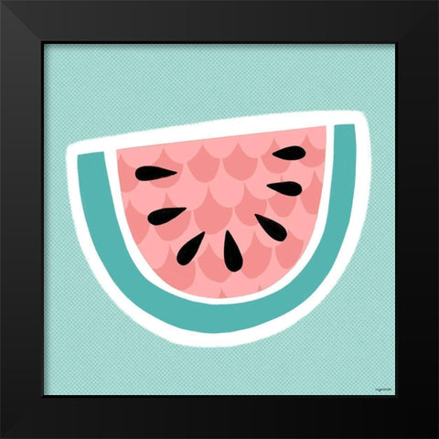 Watermelon Black Modern Wood Framed Art Print by Brown, Kyra