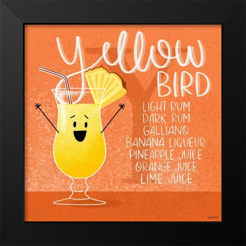 Yellow Bird Black Modern Wood Framed Art Print by Brown, Kyra