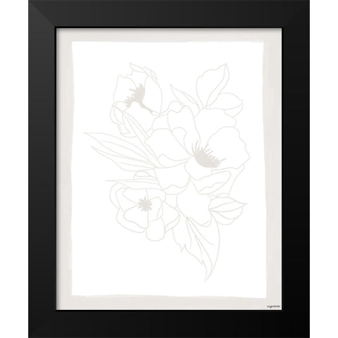 Stencil Floral I Black Modern Wood Framed Art Print by Brown, Kyra