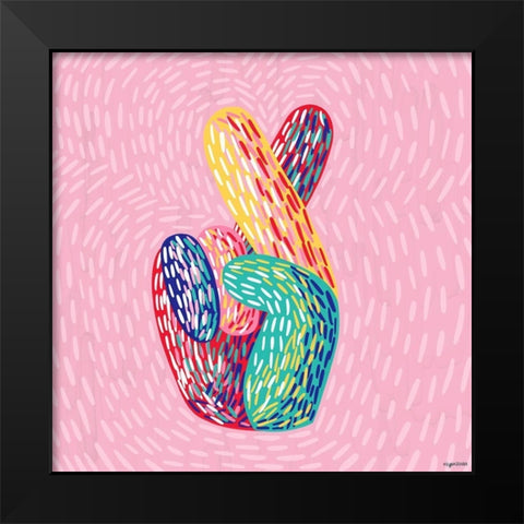 Fingers Crossed Black Modern Wood Framed Art Print by Brown, Kyra