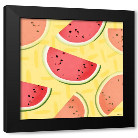 Watermelon Black Modern Wood Framed Art Print with Double Matting by Brown, Kyra