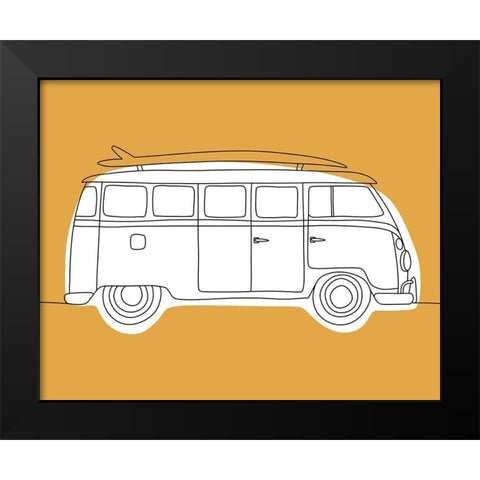 70s Gold Bus Black Modern Wood Framed Art Print by Brown, Kyra