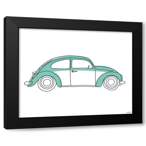 Teal Car Black Modern Wood Framed Art Print with Double Matting by Brown, Kyra