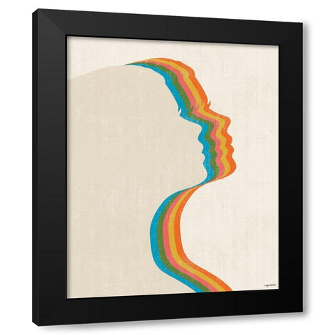 70s Woman Black Modern Wood Framed Art Print by Brown, Kyra