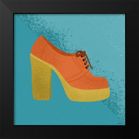 Orange Clog Black Modern Wood Framed Art Print by Brown, Kyra