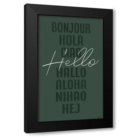 Hello - Green Black Modern Wood Framed Art Print by Brown, Kyra