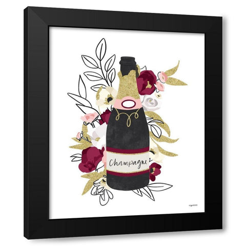 Champagne Floral Black Modern Wood Framed Art Print with Double Matting by Brown, Kyra