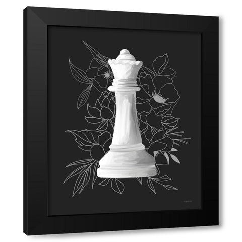 White Queen Floral Black Modern Wood Framed Art Print with Double Matting by Brown, Kyra