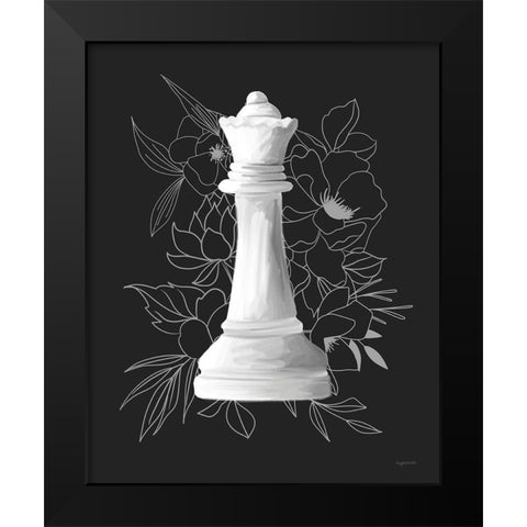 White Queen Floral Black Modern Wood Framed Art Print by Brown, Kyra