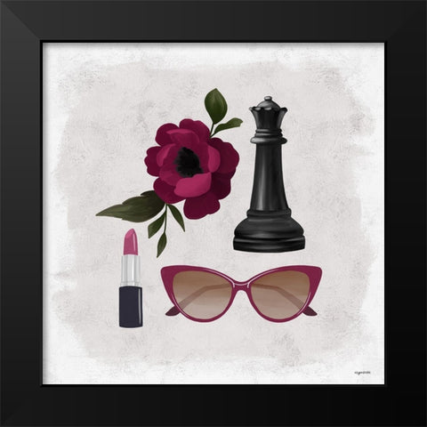 Queen Stuff Black Modern Wood Framed Art Print by Brown, Kyra