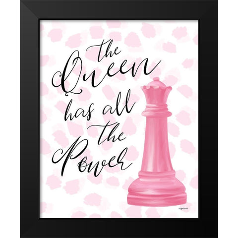 Queen Has the Power Black Modern Wood Framed Art Print by Brown, Kyra