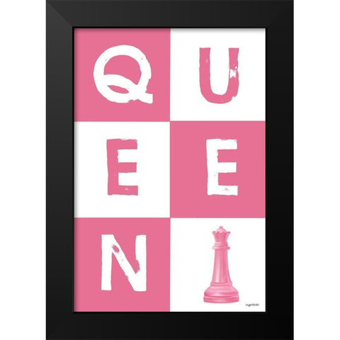 Queen Grid Black Modern Wood Framed Art Print by Brown, Kyra