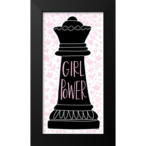Girl Power Black Modern Wood Framed Art Print by Brown, Kyra