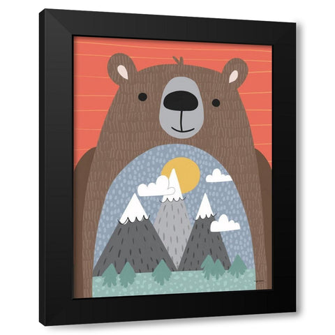 Adventure Bear Black Modern Wood Framed Art Print with Double Matting by Brown, Kyra