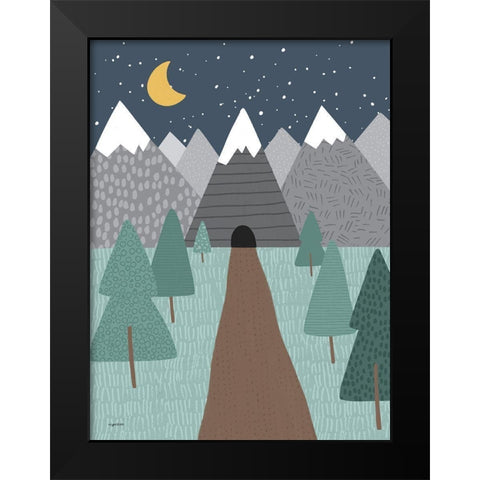 Mountain Road Black Modern Wood Framed Art Print by Brown, Kyra