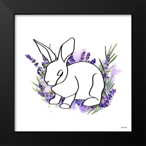 Purple Rabbit Black Modern Wood Framed Art Print by Brown, Kyra