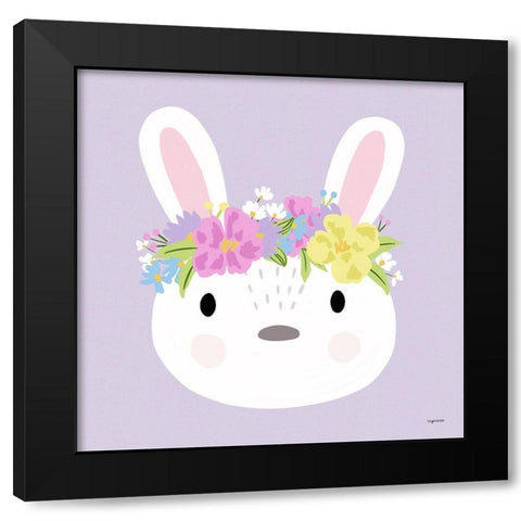 Easter Bunny Black Modern Wood Framed Art Print with Double Matting by Brown, Kyra