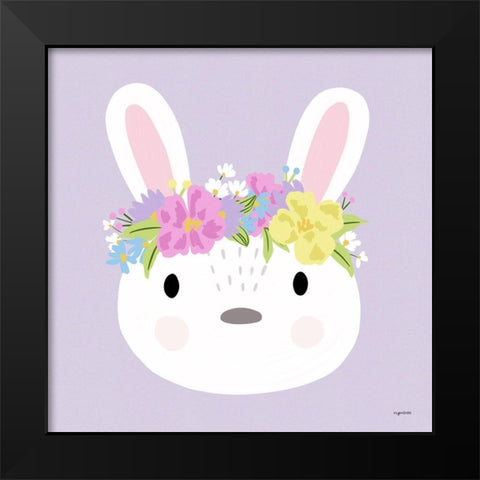 Easter Bunny Black Modern Wood Framed Art Print by Brown, Kyra