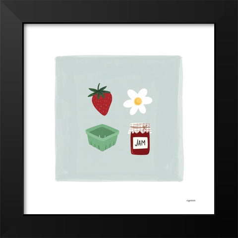 Strawberry Stuff Black Modern Wood Framed Art Print by Brown, Kyra