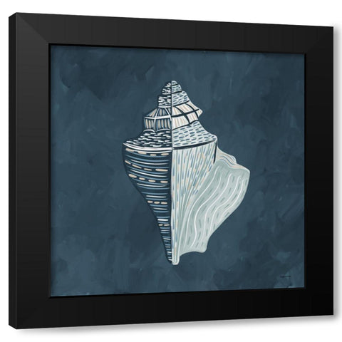 Blue Shell Black Modern Wood Framed Art Print by Brown, Kyra