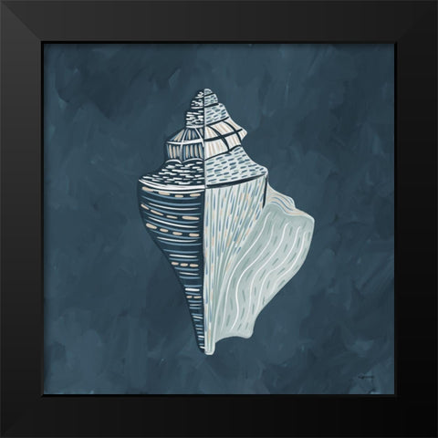 Blue Shell Black Modern Wood Framed Art Print by Brown, Kyra