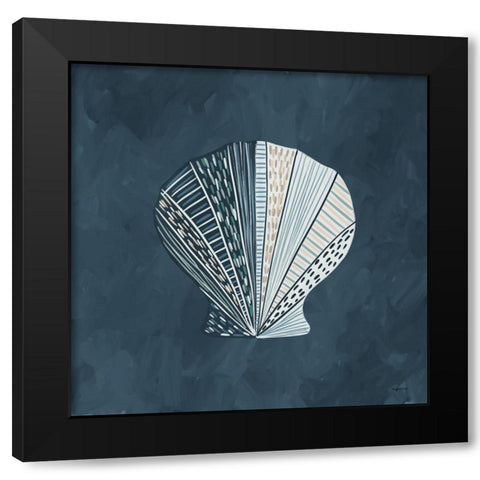 Blue Shell II Black Modern Wood Framed Art Print with Double Matting by Brown, Kyra
