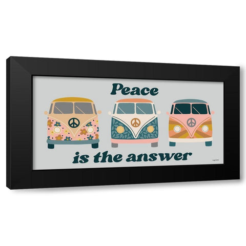 Peace Bus Black Modern Wood Framed Art Print with Double Matting by Brown, Kyra