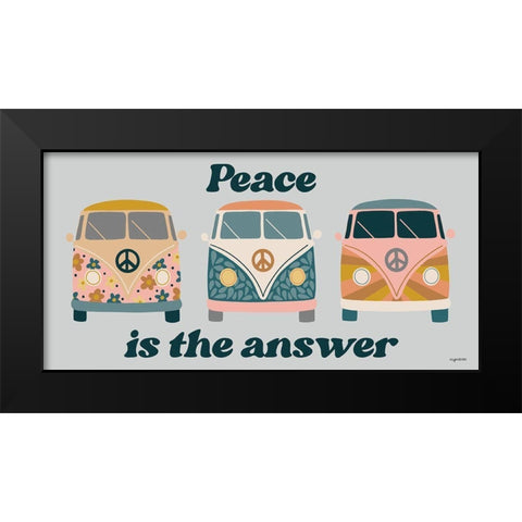 Peace Bus Black Modern Wood Framed Art Print by Brown, Kyra