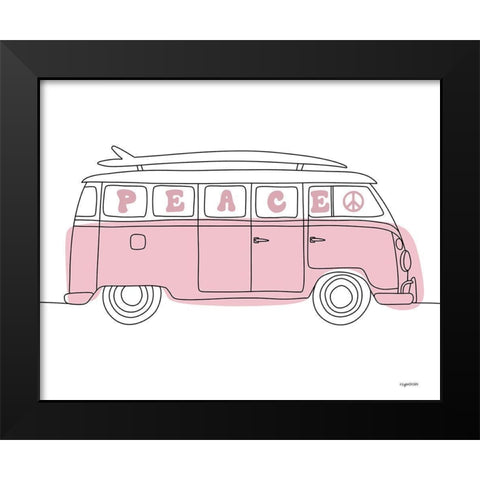 Pink Peace Black Modern Wood Framed Art Print by Brown, Kyra