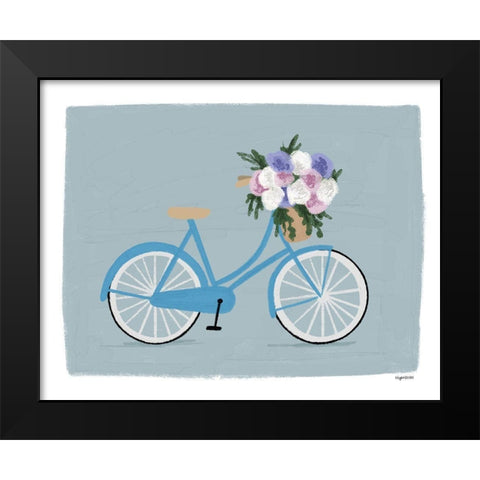 Bike with Basket Black Modern Wood Framed Art Print by Brown, Kyra
