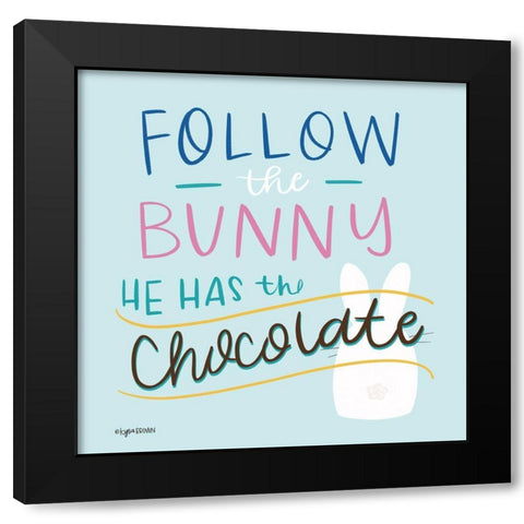 Follow the Bunny Black Modern Wood Framed Art Print by Brown, Kyra