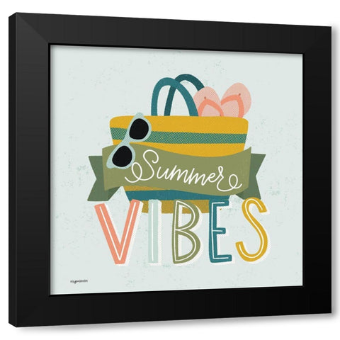 Summer Vibes Black Modern Wood Framed Art Print by Brown, Kyra