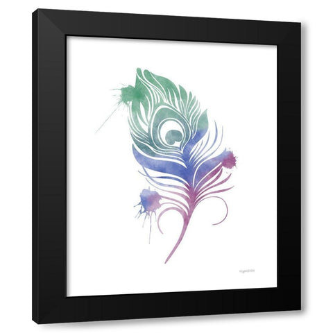 Peacock Feather Black Modern Wood Framed Art Print with Double Matting by Brown, Kyra