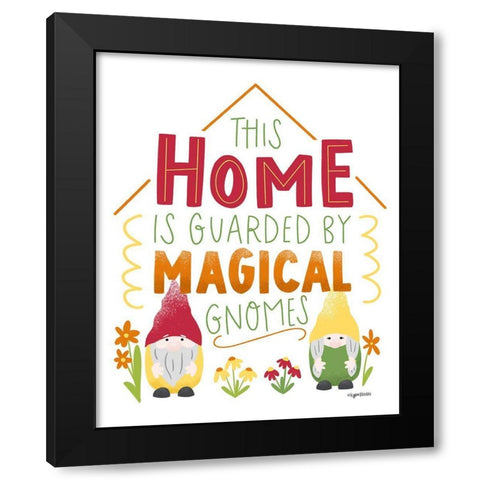 Magical Gnomes Black Modern Wood Framed Art Print by Brown, Kyra