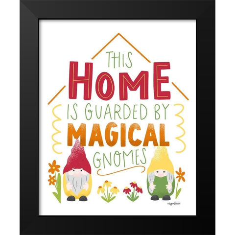 Magical Gnomes Black Modern Wood Framed Art Print by Brown, Kyra