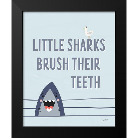 Shark Teeth Black Modern Wood Framed Art Print by Brown, Kyra