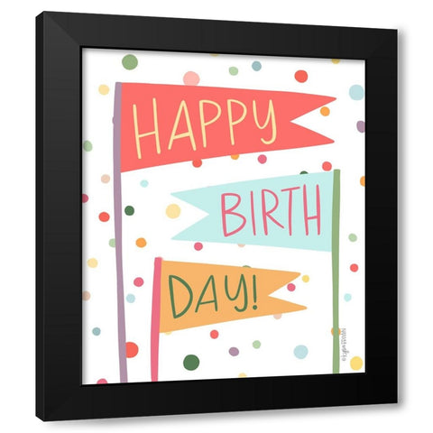 Happy Birthday Black Modern Wood Framed Art Print by Brown, Kyra