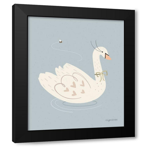 Swan Black Modern Wood Framed Art Print with Double Matting by Brown, Kyra