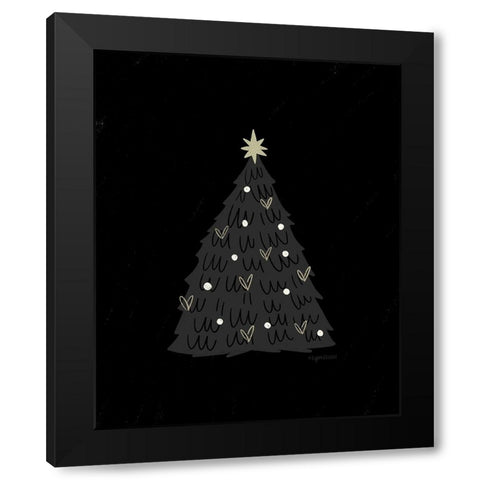Christmas Tree Black Modern Wood Framed Art Print by Brown, Kyra